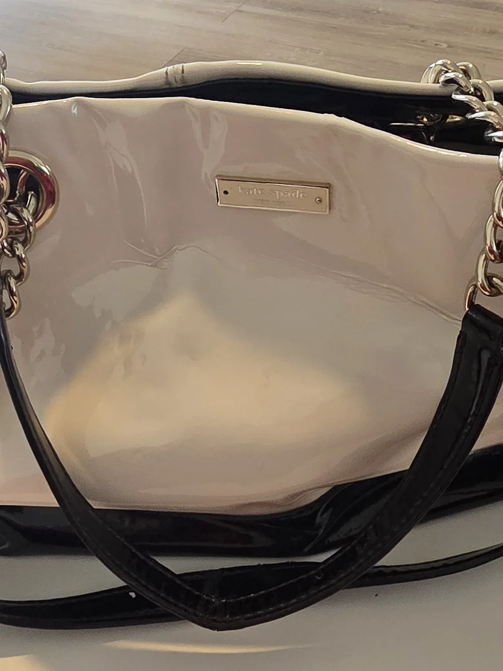 Kate Spade Black & Cream Patent Shoulder Tote